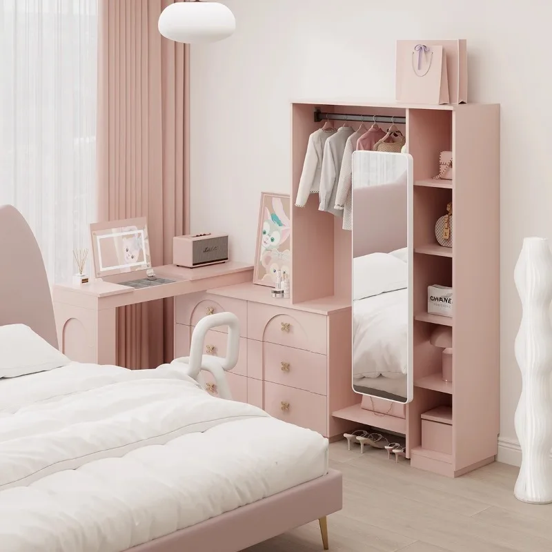 Magic painted pink dresser, hanger, chest, integrated full-body mirror, coat cabinet, multi-functional bedroom, bedside storage
Magic painted pink dresser, hanger, chest, integrated full-body mirror, coat cabinet, multi-functional bedroom, bedside storage