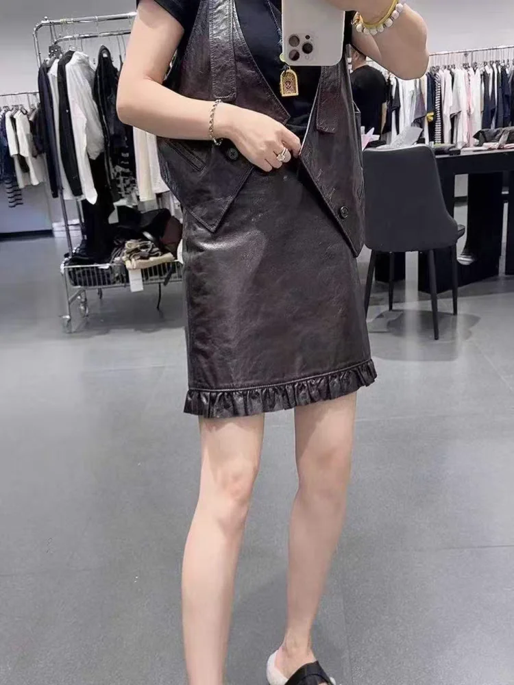 2025 New Women's Leather A-Line Skirt Faionable Wooden Design Slimming High Waist Commute Friendly eepskin
2025 New Women's Leather A-Line Skirt Faionable Wooden Design Slimming High Waist Commute Friendly eepskin