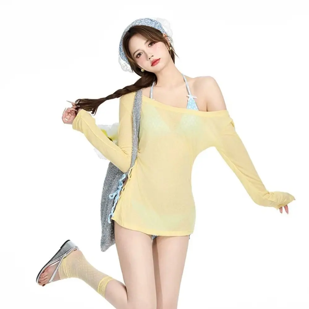 Lace-up Women's Swimwear Set Mesh Transparent Beachwear Long Sleeve Swimsuit Loose Sun Protection Bathing Suit Resort Wear
Lace-up Women's Swimwear Set Mesh Transparent Beachwear Long Sleeve Swimsuit Loose Sun Protection Bathing Suit Resort Wear