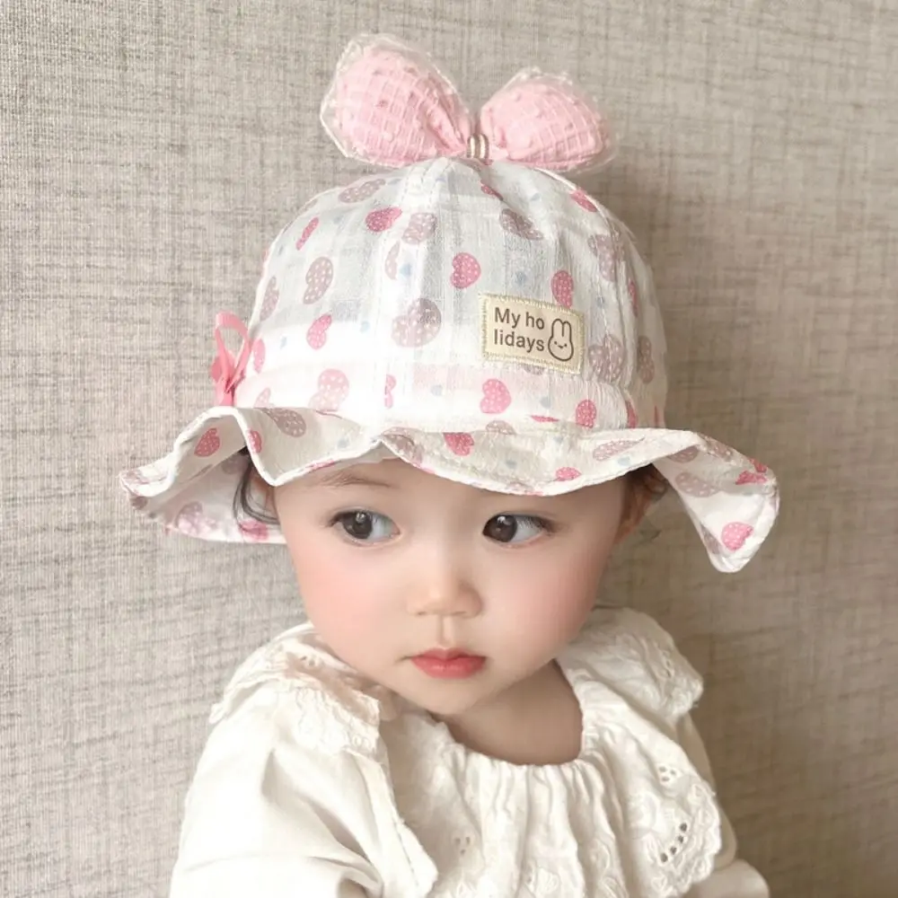 Милая детская панама на шнурке, регулируемая рыбацкая шляпа с защитой от ультрафиолета, сетчатая удобная шапка с милым бантом для младенцев, кепка для бассейна для малышей