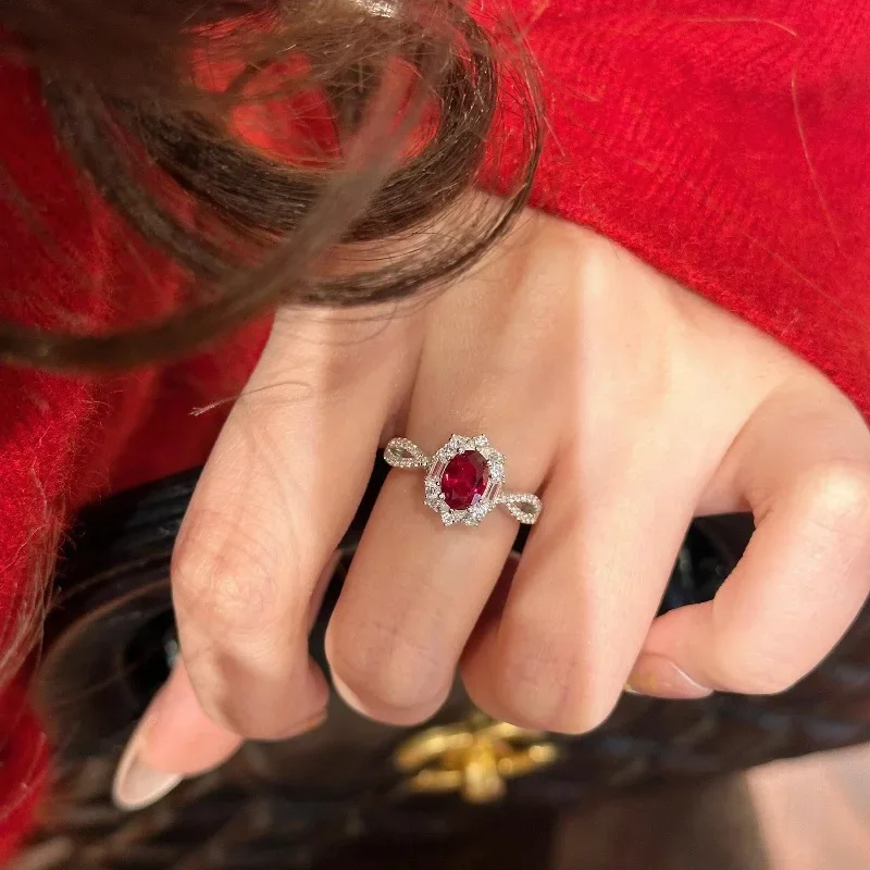 Vintage Court style luxury ruby engagement ring silver 925 inlaid diamond simple red rings for women fine jewelry gift
Vintage Court style luxury ruby engagement ring silver 925 inlaid diamond simple red rings for women fine jewelry gift