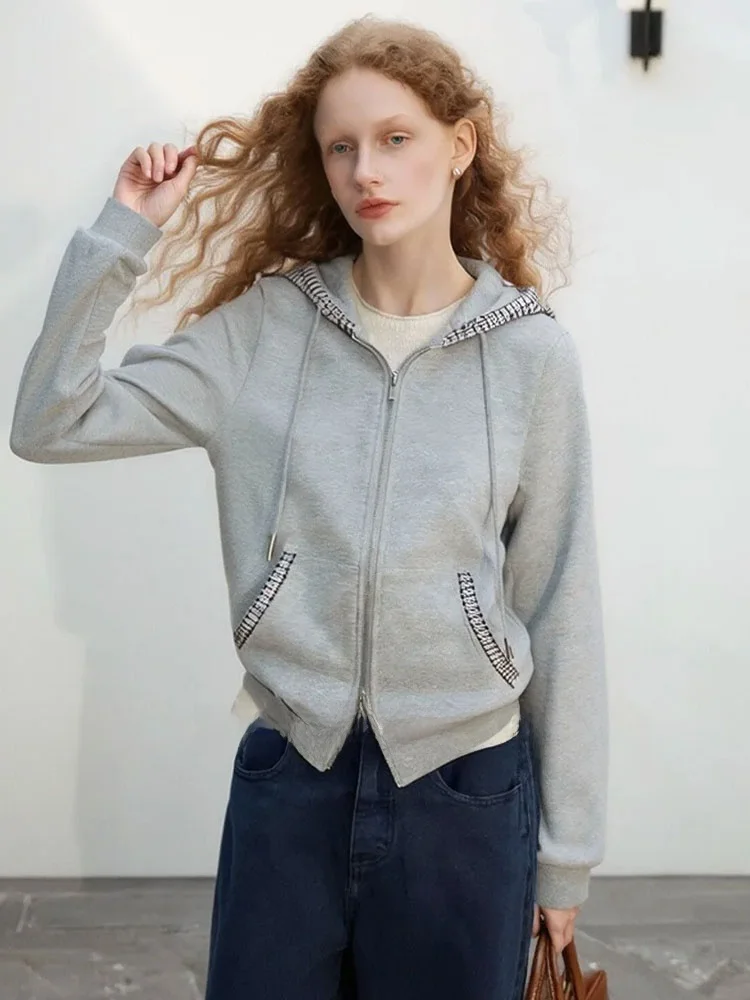 Casual Dstring Hooded Sweatirt Double Zipper Splicing Lazy ey Outerwear Spring 2026 New Sle Loose Fit Women's Jaet
Casual Dstring Hooded Sweatirt Double Zipper Splicing Lazy ey Outerwear Spring 2026 New Sle Loose Fit Women's Jaet