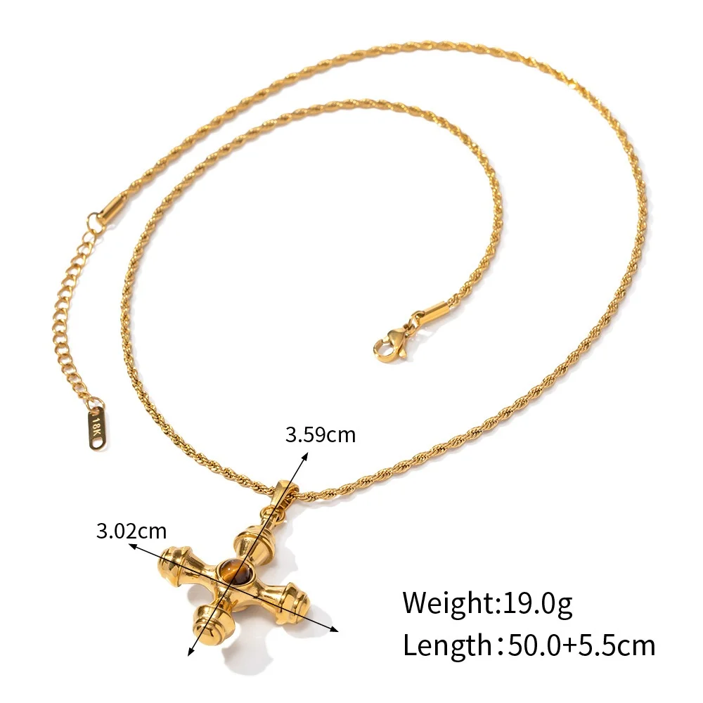 18K Gold Plated Minimalistic Cross Pattern Design Tarnishproof Stainless Steel Inlay Natural Stone Pendant Charm Lady Necklace
18K Gold Plated Minimalistic Cross Pattern Design Tarnishproof Stainless Steel Inlay Natural Stone Pendant Charm Lady Necklace