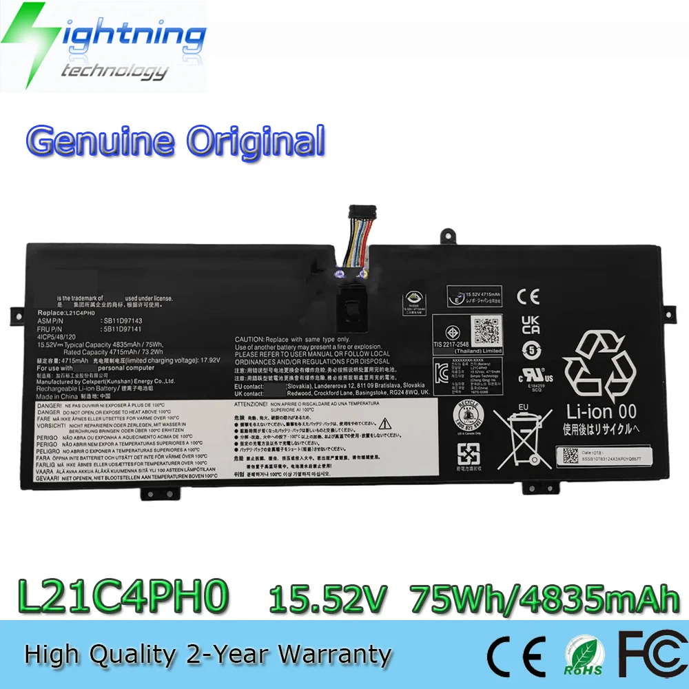 Новая оригинальная батарея L21C4PH0 L21D4PH0 L21M4PH0 15.52V 75Wh для Lenovo Yoga 9 14IAP7 14IRP8
Новая оригинальная батарея L21C4PH0 L21D4PH0 L21M4PH0 15.52V 75Wh для Lenovo Yoga 9 14IAP7 14IRP8