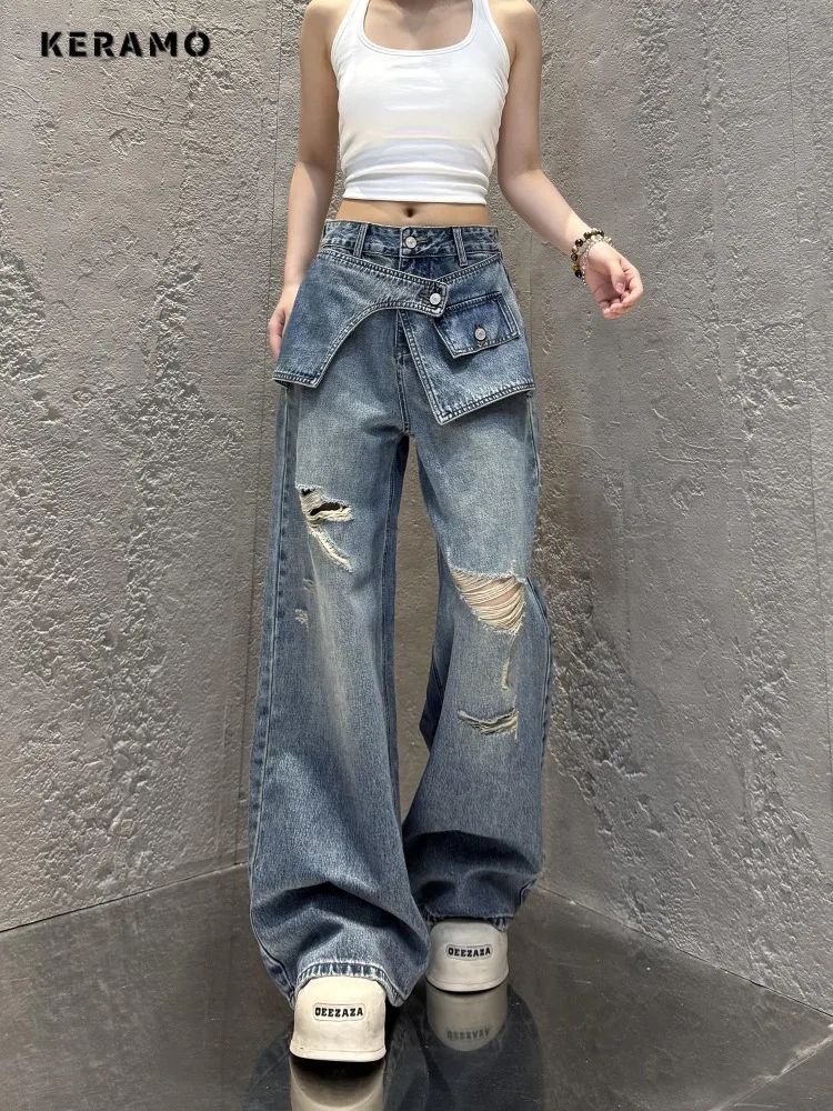 Women's Aesthetic Style Harajuku Damage Jeans Casual Mop Full Length Pants Vintage Y2K Punk Street Ripped Baggy Denim Trouser
Women's Aesthetic Style Harajuku Damage Jeans Casual Mop Full Length Pants Vintage Y2K Punk Street Ripped Baggy Denim Trouser