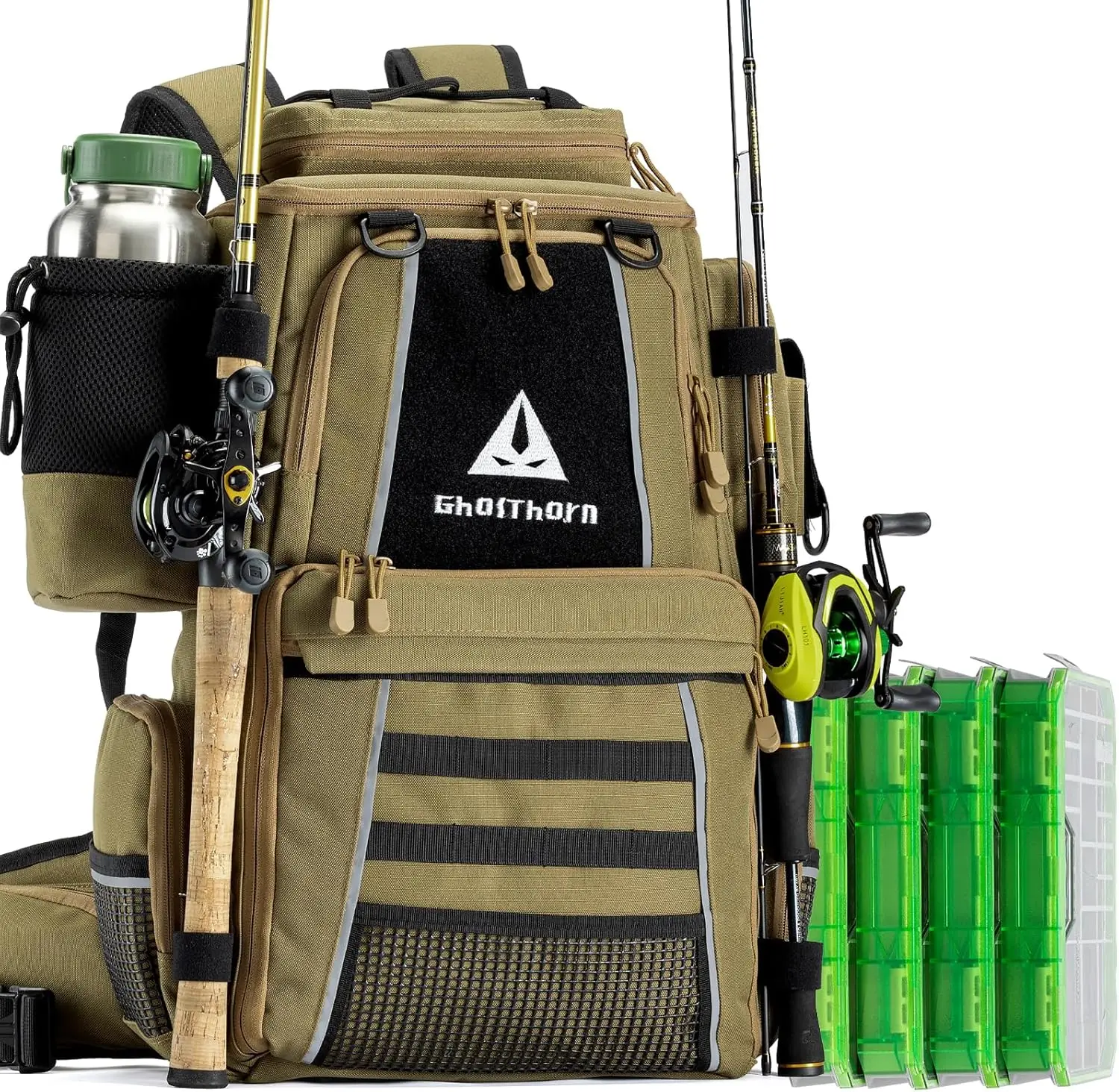Fishing Tackle Backpack with 4 3600 Tackle Boxes, 43L Waterproof Bag with Rod Holder & Detachable Waist Bag for Outdoor Fishing
Fishing Tackle Backpack with 4 3600 Tackle Boxes, 43L Waterproof Bag with Rod Holder & Detachable Waist Bag for Outdoor Fishing