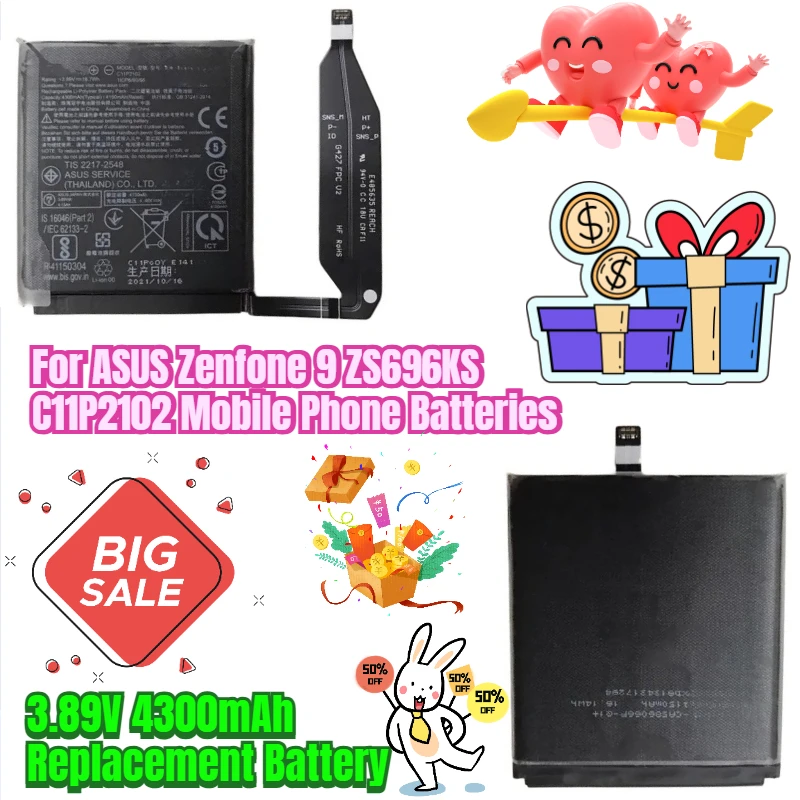 3.89V 4300mAh Replacement Battery for ASUS Zenfone 9 ZS696KS C11P2102 Mobile Phone Batteries
3.89V 4300mAh Replacement Battery for ASUS Zenfone 9 ZS696KS C11P2102 Mobile Phone Batteries