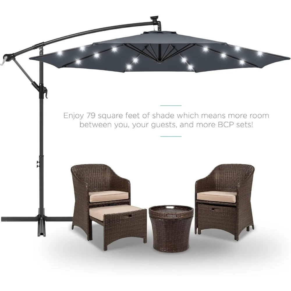 10ft Solar LED Offset Hanging Market Patio Umbrella for Backyard, Poolside, Lawn and Garden w/Easy Tilt Adjustment - Slate
10ft Solar LED Offset Hanging Market Patio Umbrella for Backyard, Poolside, Lawn and Garden w/Easy Tilt Adjustment - Slate