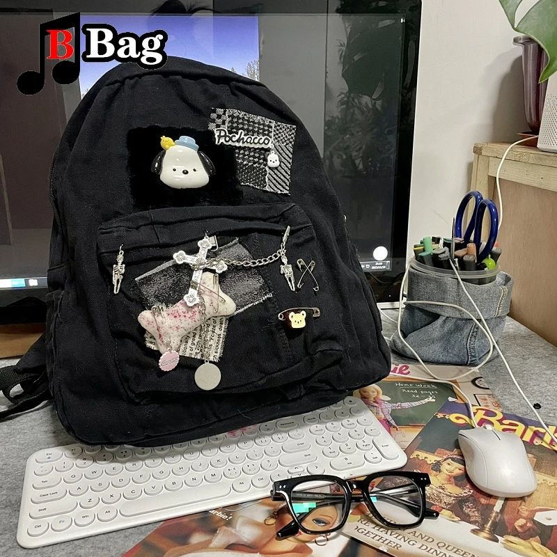 Big Capacity Cute Backpack Canvas Spice Girl Commuter Gothic Punk Harajuku y2k bag Sweet Versatile Everyday Woman
Big Capacity Cute Backpack Canvas Spice Girl Commuter Gothic Punk Harajuku y2k bag Sweet Versatile Everyday Woman