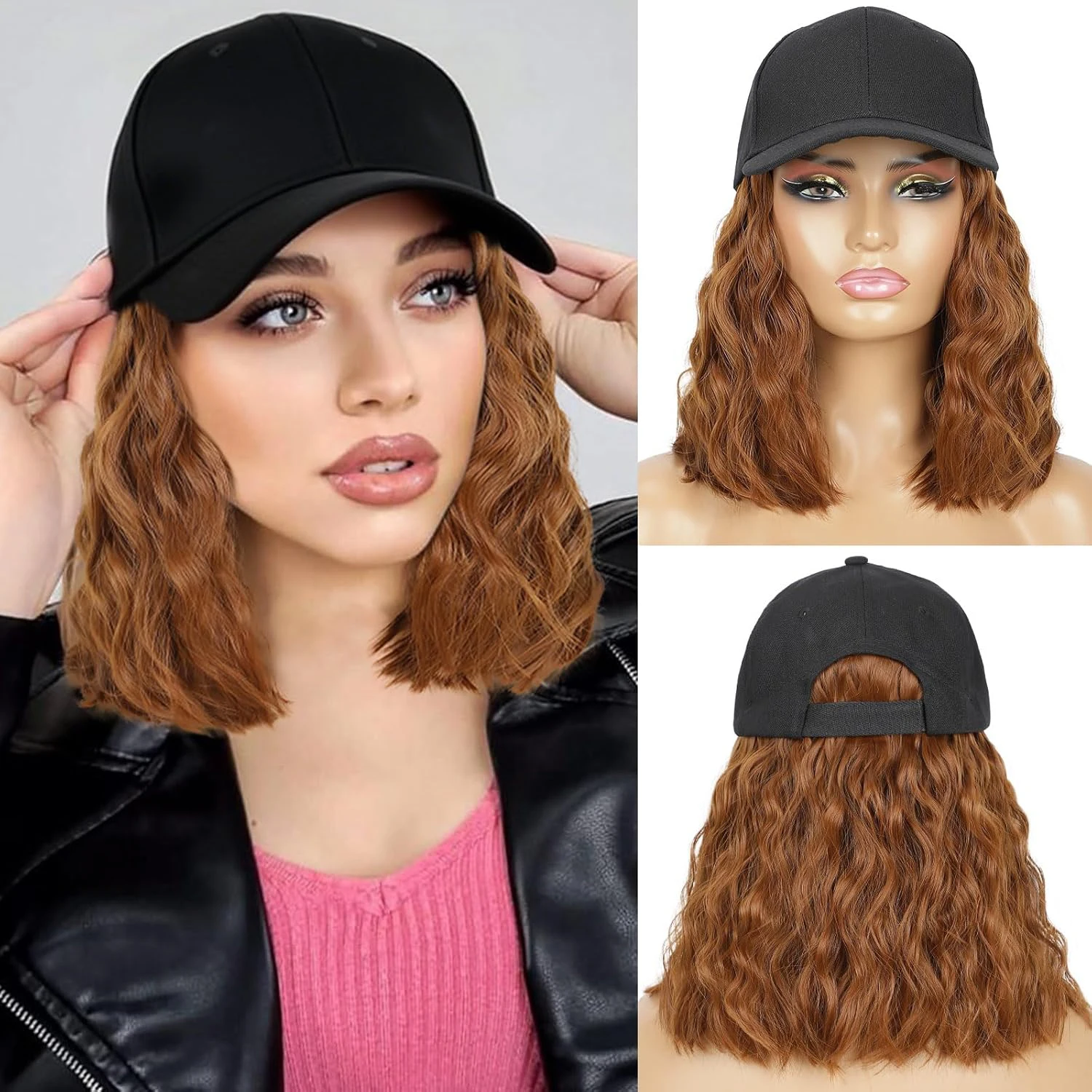 Hat Wig for Women Wig Cap with Curly Hair Extensions Hat with Hair Wave Adjustable Baseball Hat Wigs Synthetic
Hat Wig for Women Wig Cap with Curly Hair Extensions Hat with Hair Wave Adjustable Baseball Hat Wigs Synthetic