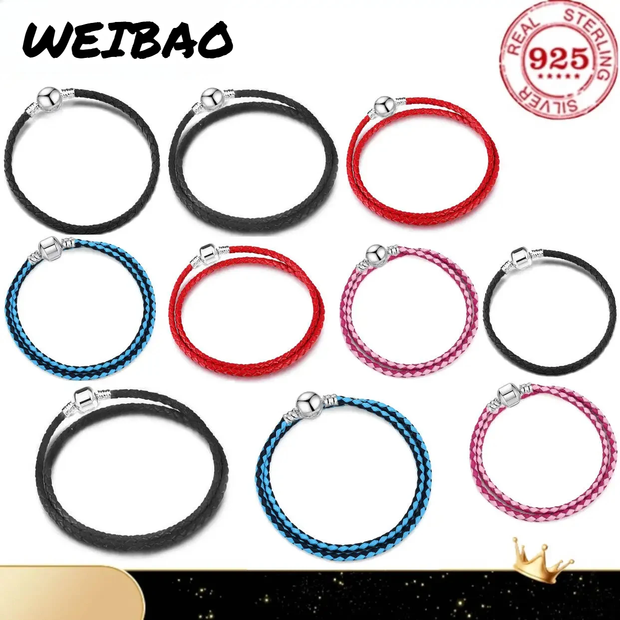 Hot selling 925% sterling silver fashionable multi-color layered leather original DIY bracelet for women jewelry birthday gift
Hot selling 925% sterling silver fashionable multi-color layered leather original DIY bracelet for women jewelry birthday gift