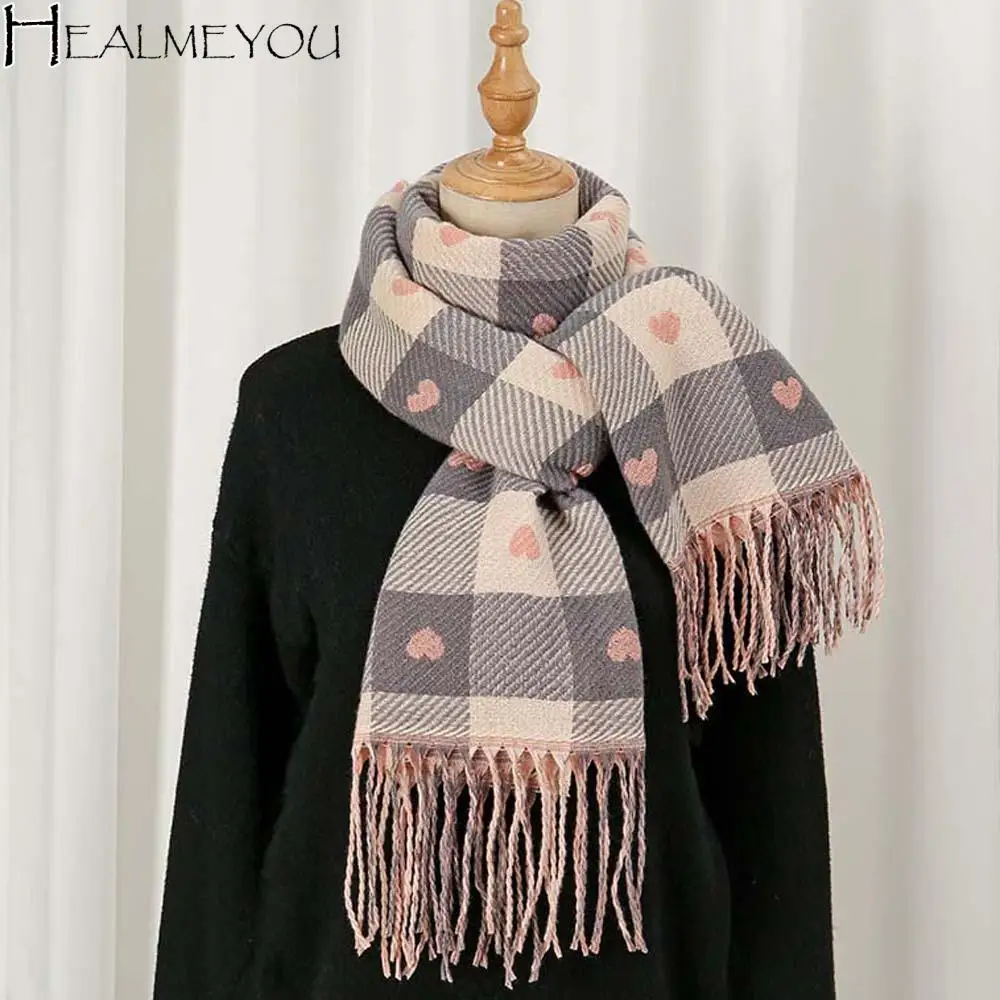 Large Acrylic Fibers Plaid Knitted Scarf Warmer Soft Heart Thickened Scarf Long Classic Tassel Shawl Autumn
Large Acrylic Fibers Plaid Knitted Scarf Warmer Soft Heart Thickened Scarf Long Classic Tassel Shawl Autumn