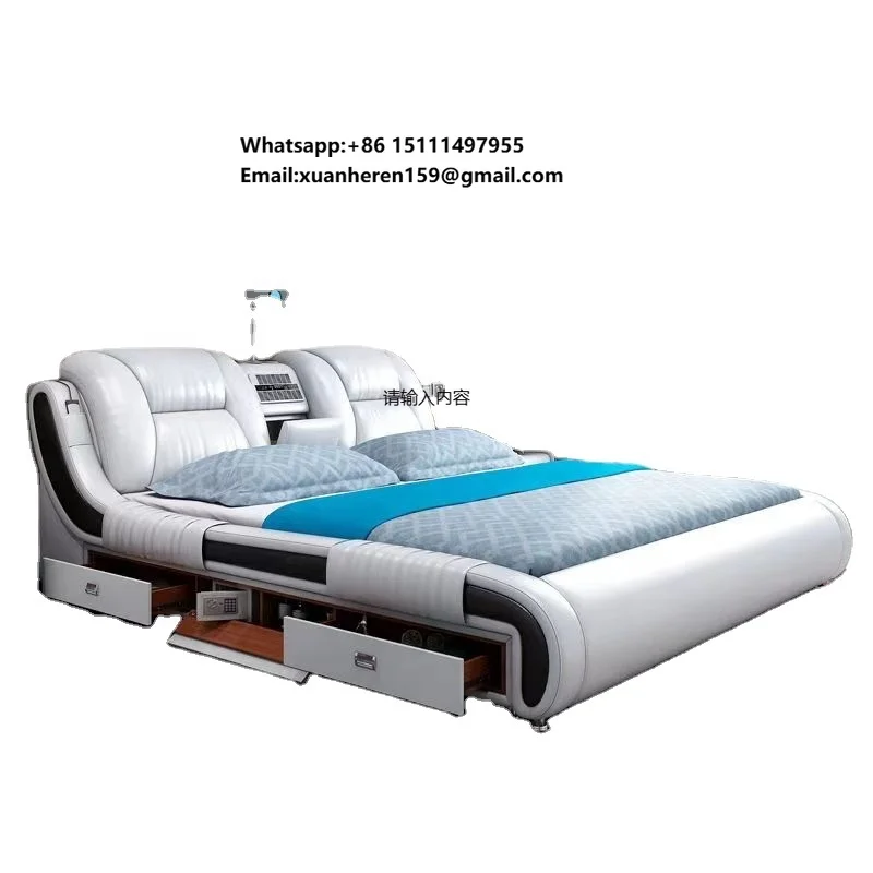 Garden Furniture Leather Bed Modern Simple Storage Small Apartment Double Bed Massage Multi-function Projector Wedding Bed
Garden Furniture Leather Bed Modern Simple Storage Small Apartment Double Bed Massage Multi-function Projector Wedding Bed