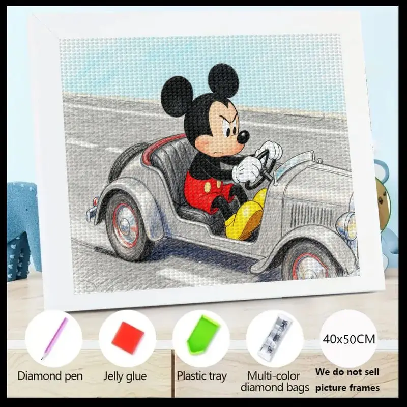 1 шт. 5D DIY комплект алмазной живописи, классический Микки Маус вождение винтажного автомобиля полная дрель драгоценный камень искусство, 40x50 см холст с персонажем мультфильма f 
1 шт. 5D DIY комплект алмазной живописи, классический Микки Маус вождение винтажного автомобиля полная дрель драгоценный камень искусство, 40x50 см холст с персонажем мультфильма f
