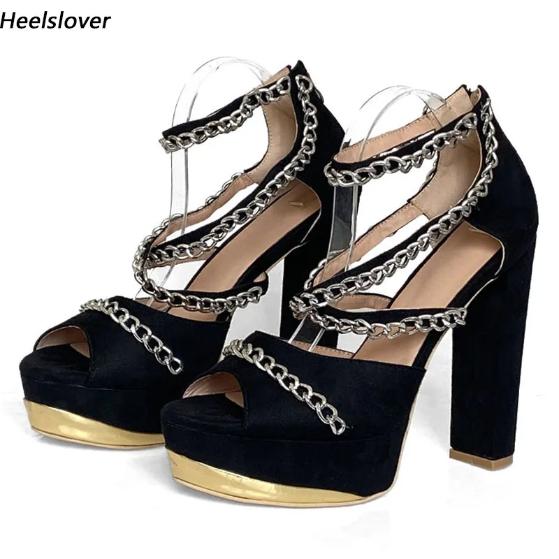 Ahhlsion Handmade Women Platform Sandals Sexy Chain Chunky Heels Peep Toe Elegant Black Cosplay Shoes Ladies Plus US Size 5-20
Ahhlsion Handmade Women Platform Sandals Sexy Chain Chunky Heels Peep Toe Elegant Black Cosplay Shoes Ladies Plus US Size 5-20
