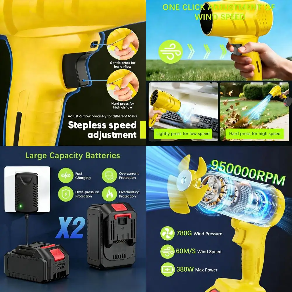 Аккумуляторная воздуходувка для листьев 21В, 950000 об/мин, высокоскоростная, регулируемая, легкая, для уборки двора и патио (желтая)
Аккумуляторная воздуходувка для листьев 21В, 950000 об/мин, высокоскоростная, регулируемая, легкая, для уборки двора и патио (желтая)