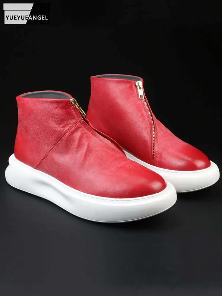 Outside Men Fashion High Top Zipper Cowhide Genuine Leather Thick Platform Causal Man Joggers Trainers Sneakers Skateboard Shoes
Outside Men Fashion High Top Zipper Cowhide Genuine Leather Thick Platform Causal Man Joggers Trainers Sneakers Skateboard Shoes