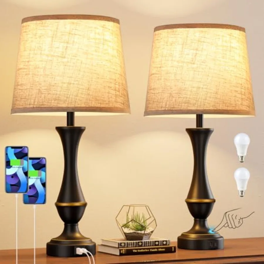 Upgraded Touch Lamps for Night Stands Set of 2 - Bedside Lamps with USB C+A 3 Way Dimmable for Bedroom Living Room End Tables O
Upgraded Touch Lamps for Night Stands Set of 2 - Bedside Lamps with USB C+A 3 Way Dimmable for Bedroom Living Room End Tables O