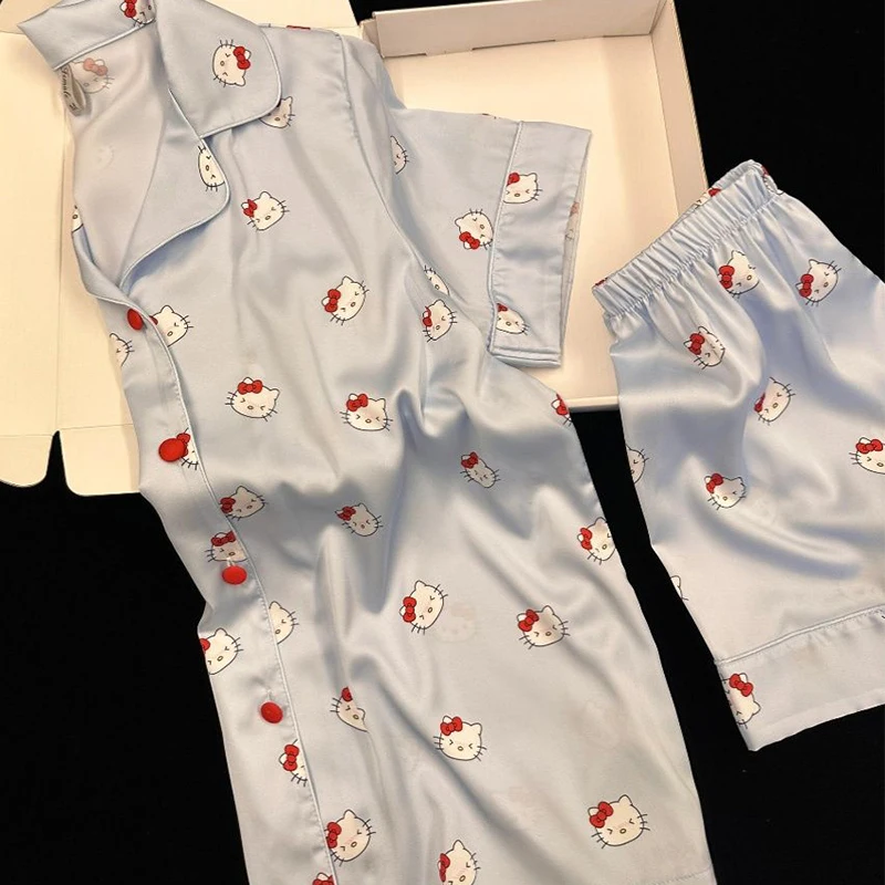 2024 Hello Kitty Ice Silk Pajamas Women Summer Sanrio Kawaii Anime Short Sleeve Cartoon Cute Thin Home Wear Clothes Set Kid Gift
2024 Hello Kitty Ice Silk Pajamas Women Summer Sanrio Kawaii Anime Short Sleeve Cartoon Cute Thin Home Wear Clothes Set Kid Gift