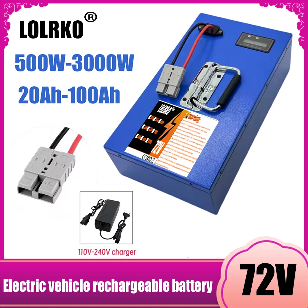 72V scooter battery 20AH-100AH 18650 lithium-ion battery with BMS 40AH and charger, suitable for motor power below 3000W
72V scooter battery 20AH-100AH 18650 lithium-ion battery with BMS 40AH and charger, suitable for motor power below 3000W