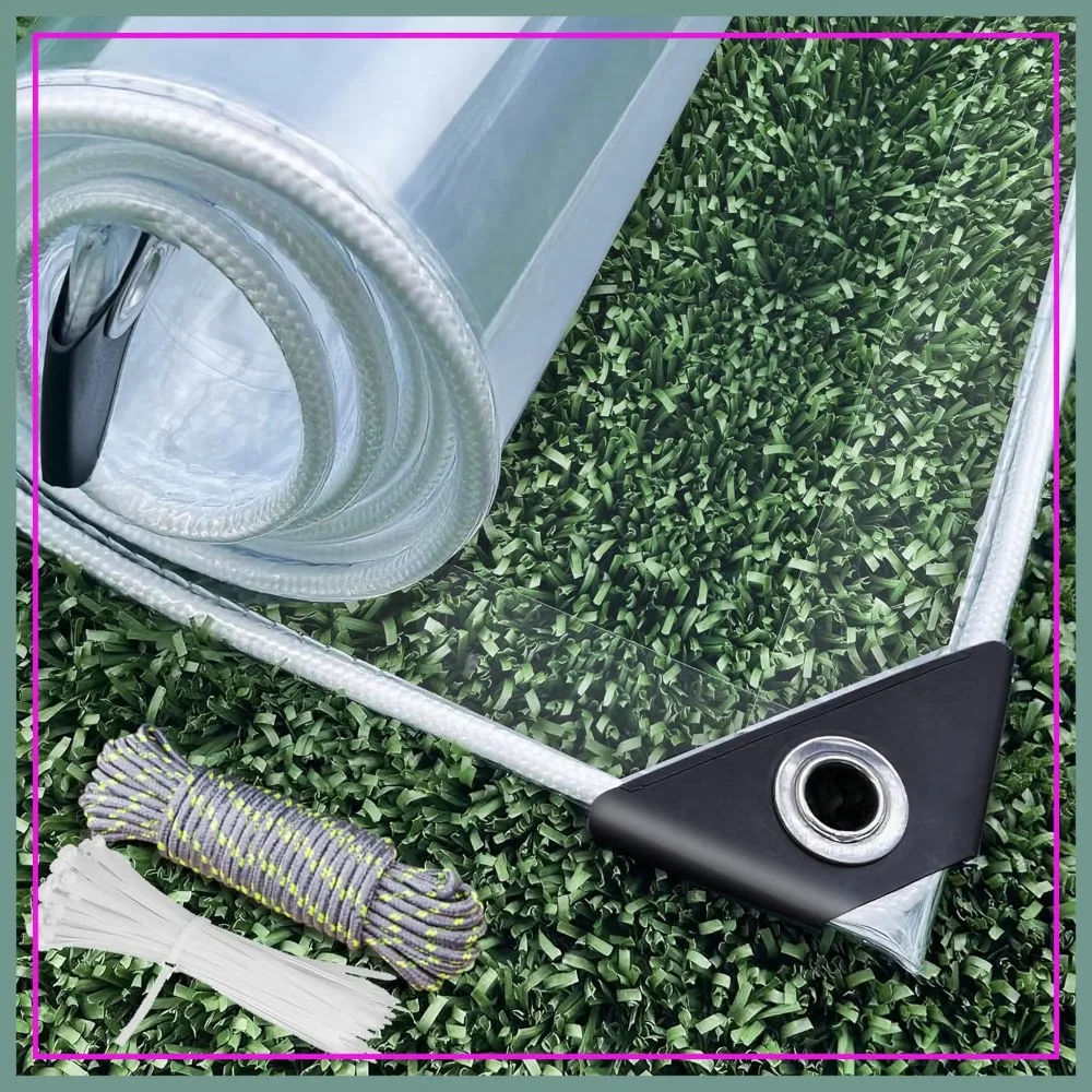 8x10 FT Clear PVC Tarp, Heavy Duty 14 Mil, Waterproof for Patio, Greenhouse, Porch Roof
8x10 FT Clear PVC Tarp, Heavy Duty 14 Mil, Waterproof for Patio, Greenhouse, Porch Roof