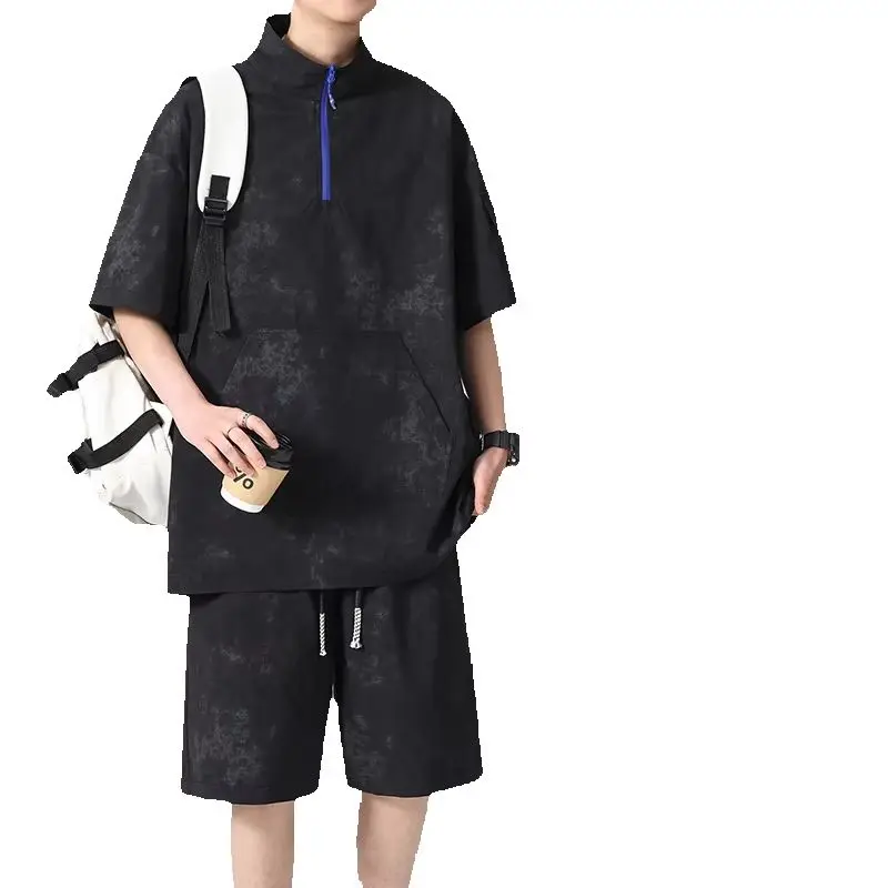 2026 Men's Light Sports Mesh Splicing Set Summer Semi-open Neck Short Sleeves with Drawstring Shorts Breathable Quick-Drying Set
2026 Men's Light Sports Mesh Splicing Set Summer Semi-open Neck Short Sleeves with Drawstring Shorts Breathable Quick-Drying Set