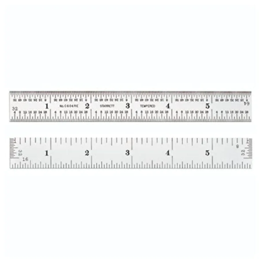 Spring Tempered Steel Rule with Satin Chrome Finish Quick Reading and Inch Graduation - 6" Length Type 3/64" Thickness - C604RE
Spring Tempered Steel Rule with Satin Chrome Finish Quick Reading and Inch Graduation - 6" Length Type 3/64" Thickness - C604RE