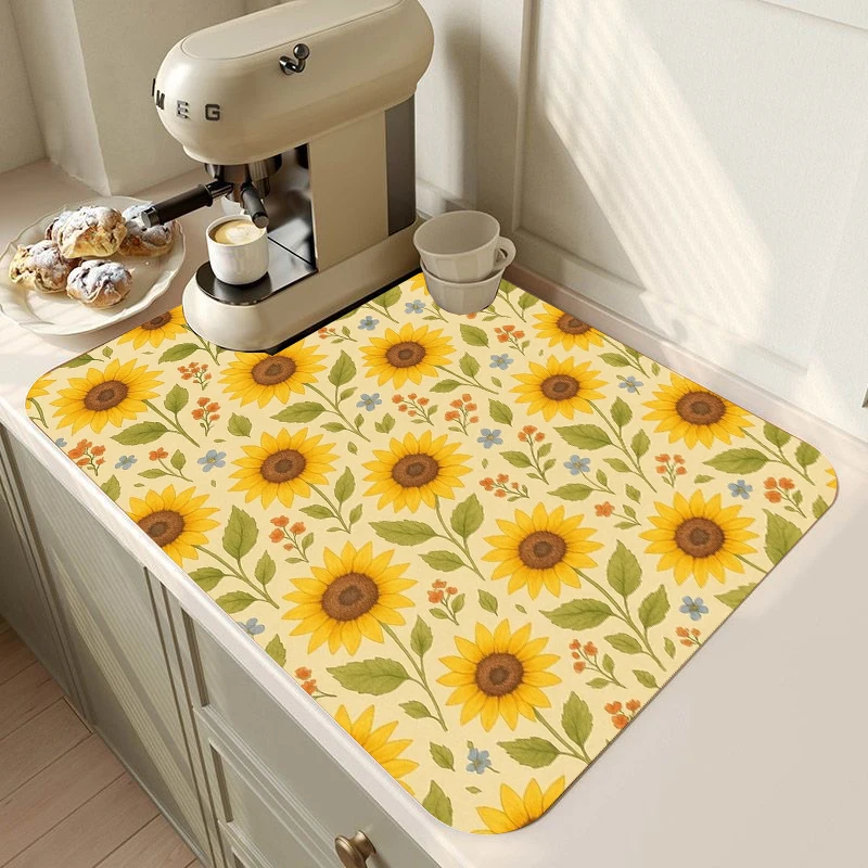 Sunflower Drying Mat Checkered Flowers Pattern Home Decor Mat Kitchen Heat Resistant Mat Breakfast Station Countertop Protection
Sunflower Drying Mat Checkered Flowers Pattern Home Decor Mat Kitchen Heat Resistant Mat Breakfast Station Countertop Protection