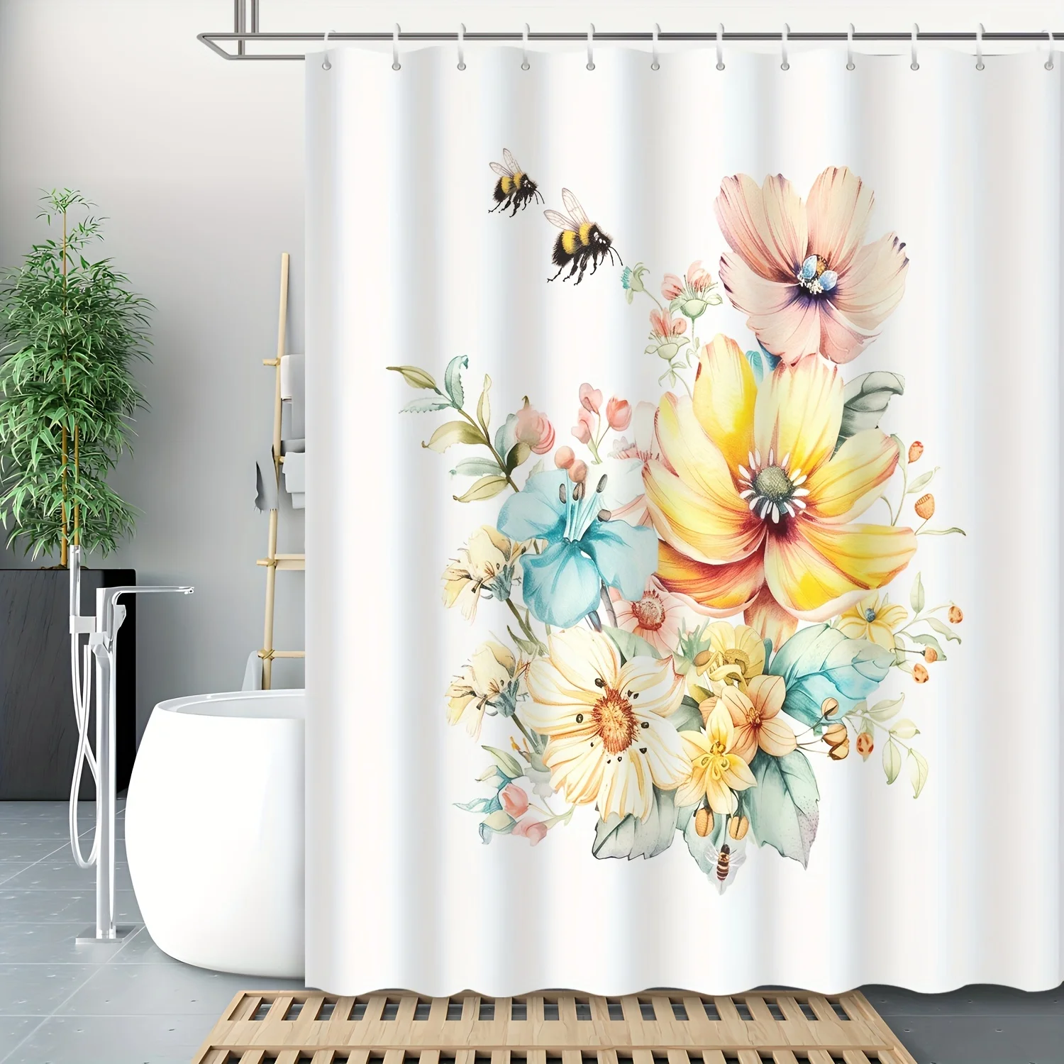 Watercolor Floral Shower Curtain Set Waterproof Bathroom Decor Botanical Art Print Trendy Curtain 90x180cm
Watercolor Floral Shower Curtain Set Waterproof Bathroom Decor Botanical Art Print Trendy Curtain 90x180cm