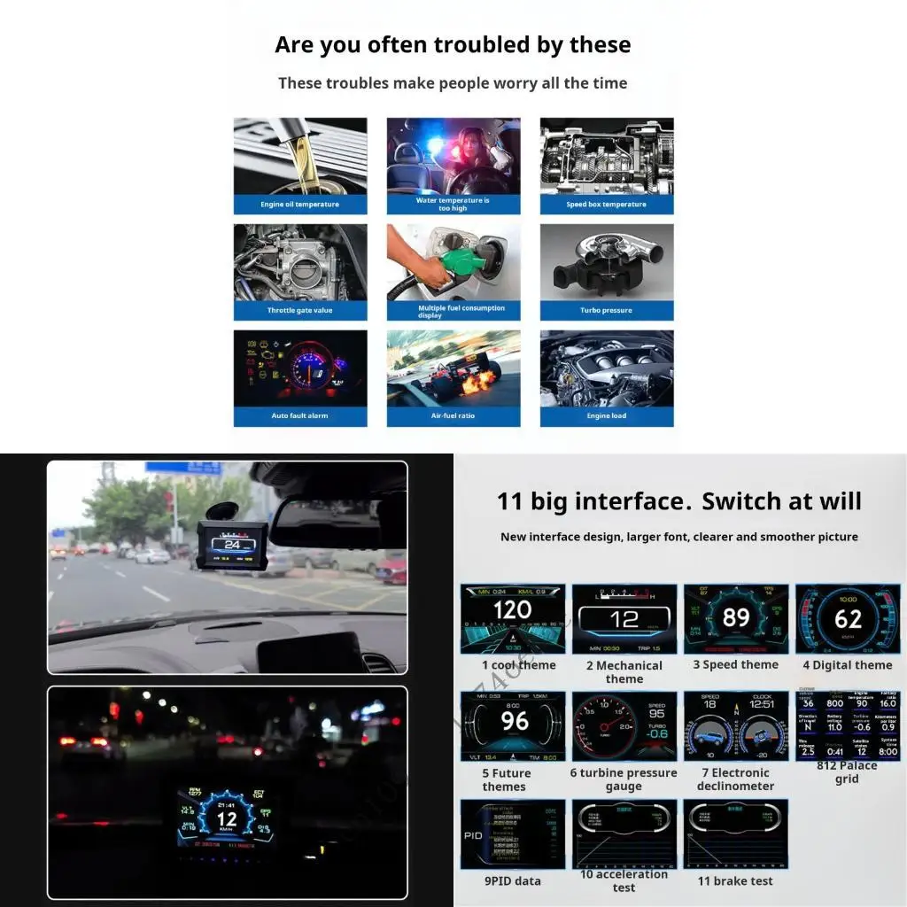 Vehicle Display With OBD2 Speed Measurement And 6 Way For Outdoor Driving
Vehicle Display With OBD2 Speed Measurement And 6 Way For Outdoor Driving