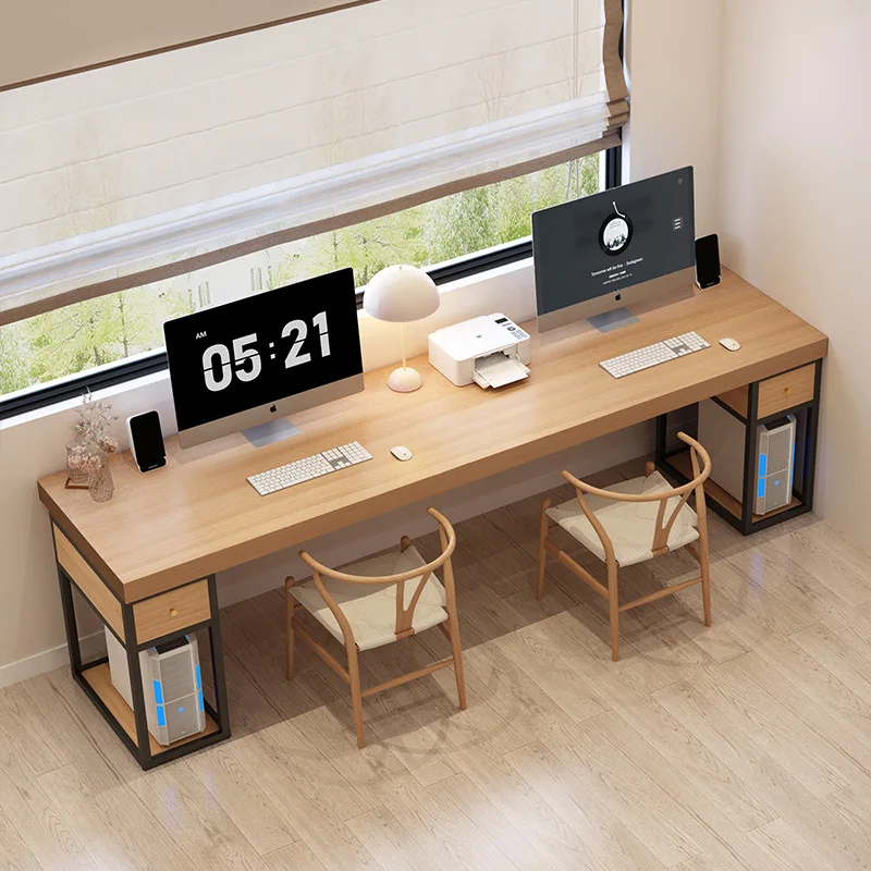 Solid wood double computer desktop table, home against the wall, oversized office, with drawers, e-sports table
Solid wood double computer desktop table, home against the wall, oversized office, with drawers, e-sports table