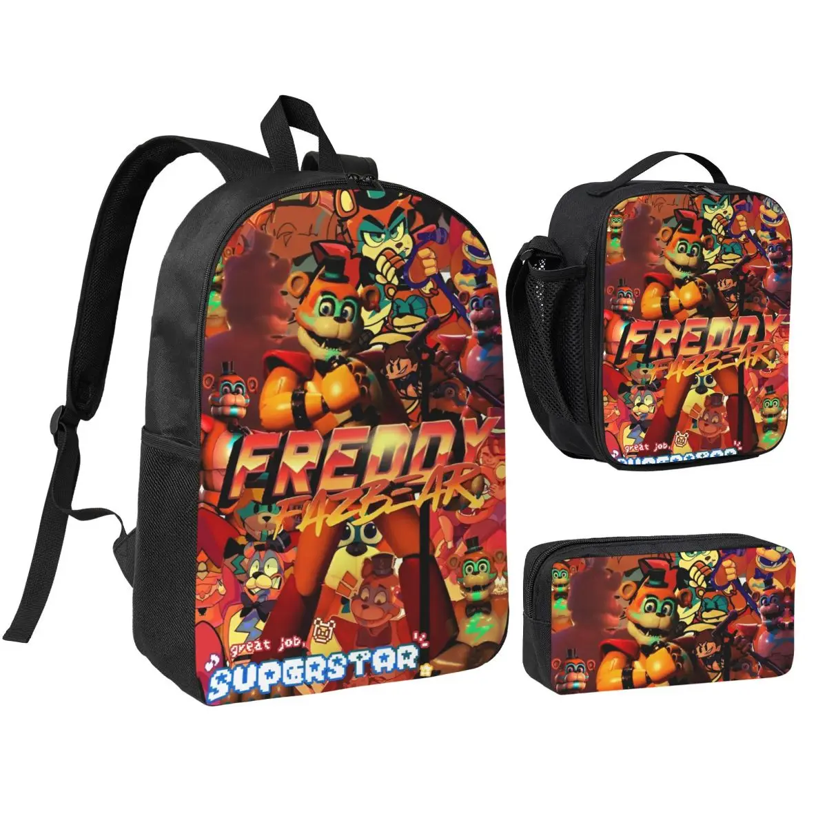 3pecs/set FNAF Horror Survival Video Game Backpack for Student High-capacity High School Daypack Lunch bag Pencil Case
3pecs/set FNAF Horror Survival Video Game Backpack for Student High-capacity High School Daypack Lunch bag Pencil Case