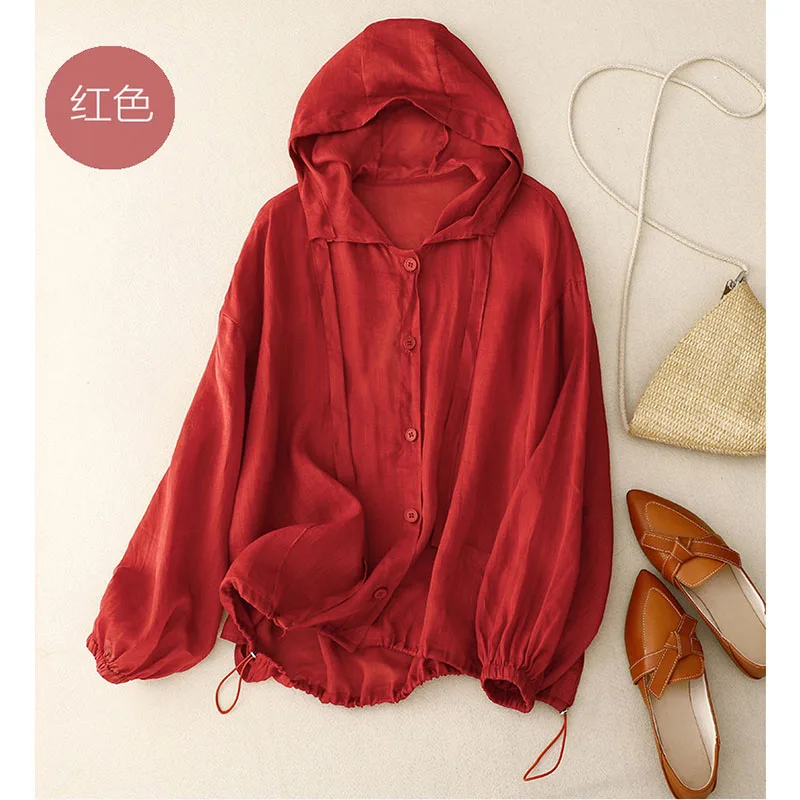 Fashion Light Coat 2026 Summer New Women's Hooded Cardigan Coat Feminine Cotton Linen Hem Drawstring Sunscreen Shirt
Fashion Light Coat 2026 Summer New Women's Hooded Cardigan Coat Feminine Cotton Linen Hem Drawstring Sunscreen Shirt