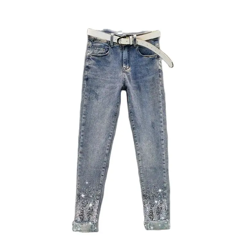 Spring Summer New Female Fashion Sequins Rhinestones Tight Jeans Korean Version High Waist Slim Fit Wild Pencil Jeans Women
Spring Summer New Female Fashion Sequins Rhinestones Tight Jeans Korean Version High Waist Slim Fit Wild Pencil Jeans Women