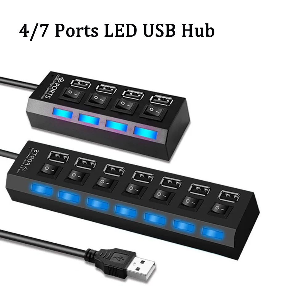 4/7 Ports LED USB Hub Power ON/OFF Switch Multiple Expander For PC Laptop Adapter Cable Splitter Hub Computer Accessories
4/7 Ports LED USB Hub Power ON/OFF Switch Multiple Expander For PC Laptop Adapter Cable Splitter Hub Computer Accessories