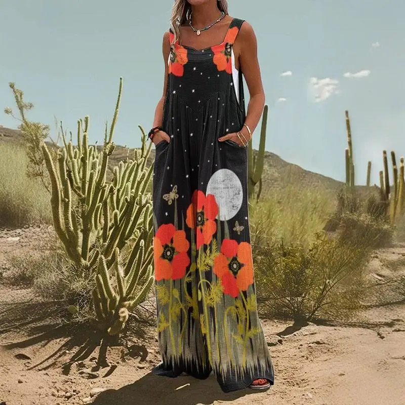 Women's Low-Waist Printed Jumpsuit Slimming Design Summer Thin Polyester Long Pants Casual Comfortable Fit All-Season Wear
Women's Low-Waist Printed Jumpsuit Slimming Design Summer Thin Polyester Long Pants Casual Comfortable Fit All-Season Wear