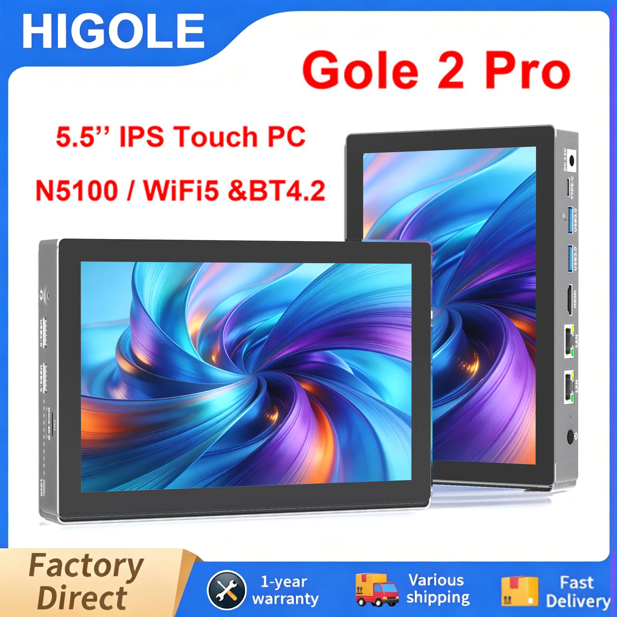 Higole Gole 2 Pro 5.5'' Mini PC Intel N5100 Windows 11 WiFi5 4K HD Windows Tablet Laptop Desktop Pad Industrial Pocket Computers
Higole Gole 2 Pro 5.5'' Mini PC Intel N5100 Windows 11 WiFi5 4K HD Windows Tablet Laptop Desktop Pad Industrial Pocket Computers