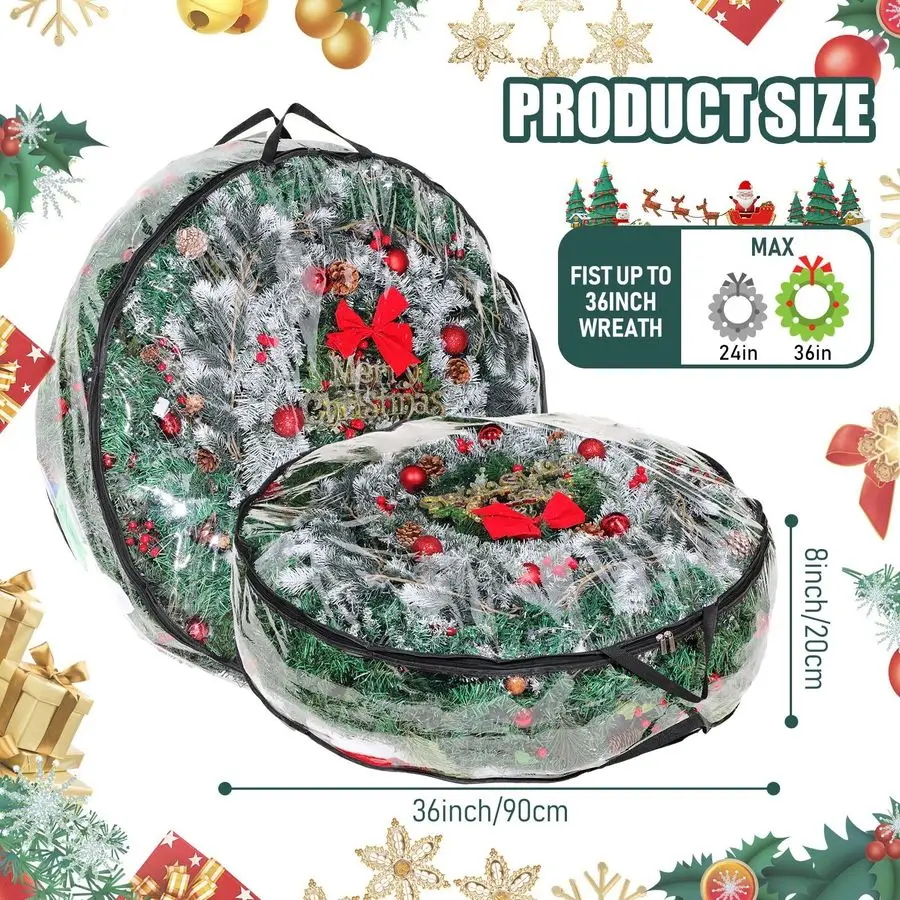 6 Pcs 36 Inch Christmas Wreath Storage Container Clear Wreath Storage Bags PVC Waterproof Garland Bags with Clear Window Dual Zi
6 Pcs 36 Inch Christmas Wreath Storage Container Clear Wreath Storage Bags PVC Waterproof Garland Bags with Clear Window Dual Zi