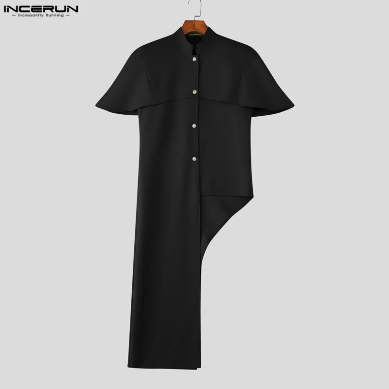 INCERUN Мужская рубашка нестандартной формы, однотонный воротник-стойка с коротким рукавом, мужская одежда, уличная одежда, модный повседневный плащ 2025 года, длинные стильные рубашки
INCERUN Мужская рубашка нестандартной формы, однотонный воротник-стойка с коротким рукавом, мужская одежда, уличная одежда, модный повседневный плащ 2025 года, длинные стильные рубашки