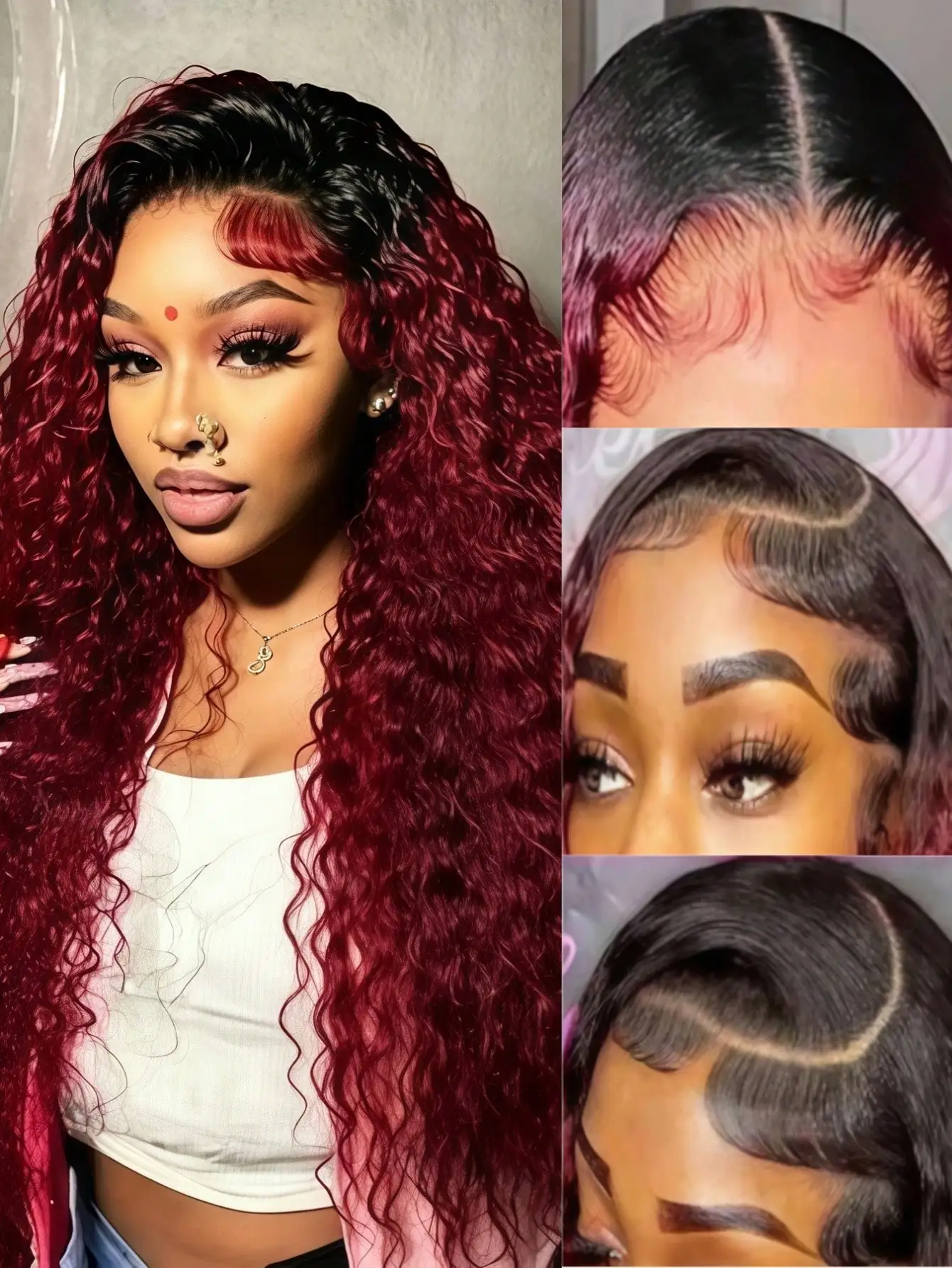 Ombre 99J Burgundy Lace Front Wigs Human Hair 13x4 Transparent Curly Lace Front Wigs Pre Plucked Glueless 200% Density for Women
Ombre 99J Burgundy Lace Front Wigs Human Hair 13x4 Transparent Curly Lace Front Wigs Pre Plucked Glueless 200% Density for Women