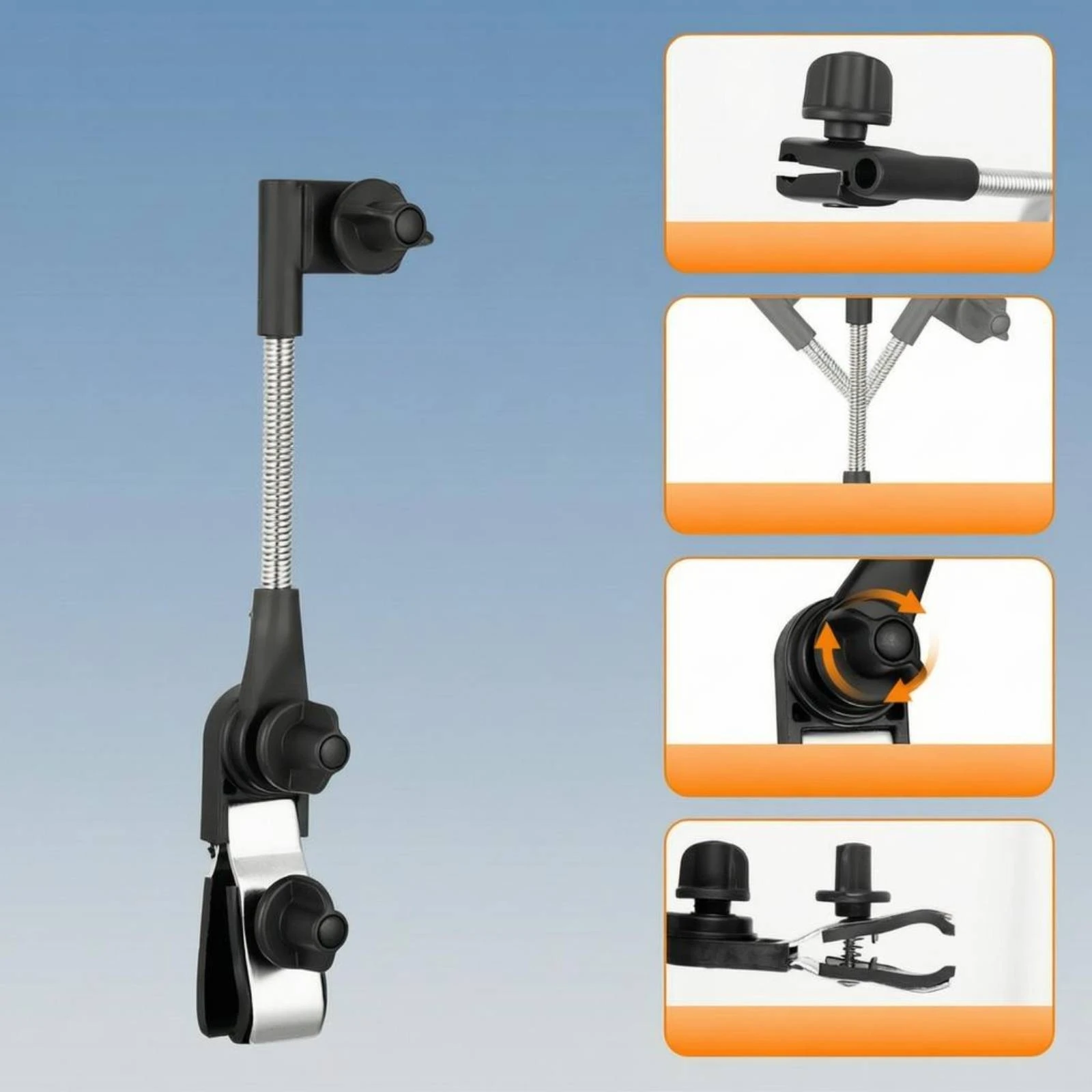 Adjustable Umbrella Clamp Elastic-Loaded Outdoor Accessory
Adjustable Umbrella Clamp Elastic-Loaded Outdoor Accessory