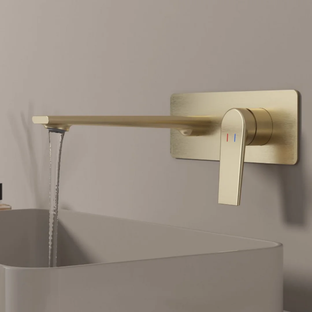 Gray Bathroom Faucet Concealed Brushed Gold Basin Faucet Wall Mounted Basin Spout Mixer Tap Set Combination Blanoir Brass tap
Gray Bathroom Faucet Concealed Brushed Gold Basin Faucet Wall Mounted Basin Spout Mixer Tap Set Combination Blanoir Brass tap