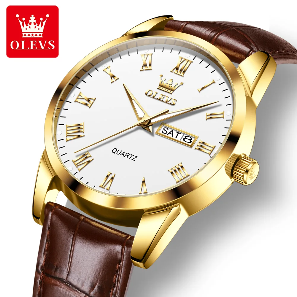 OLEVS 5892 Men's Quartz Watch Business Leather Wristwatch with Date Week Luminous 30M Waterproof Casual Male Watches
OLEVS 5892 Men's Quartz Watch Business Leather Wristwatch with Date Week Luminous 30M Waterproof Casual Male Watches
