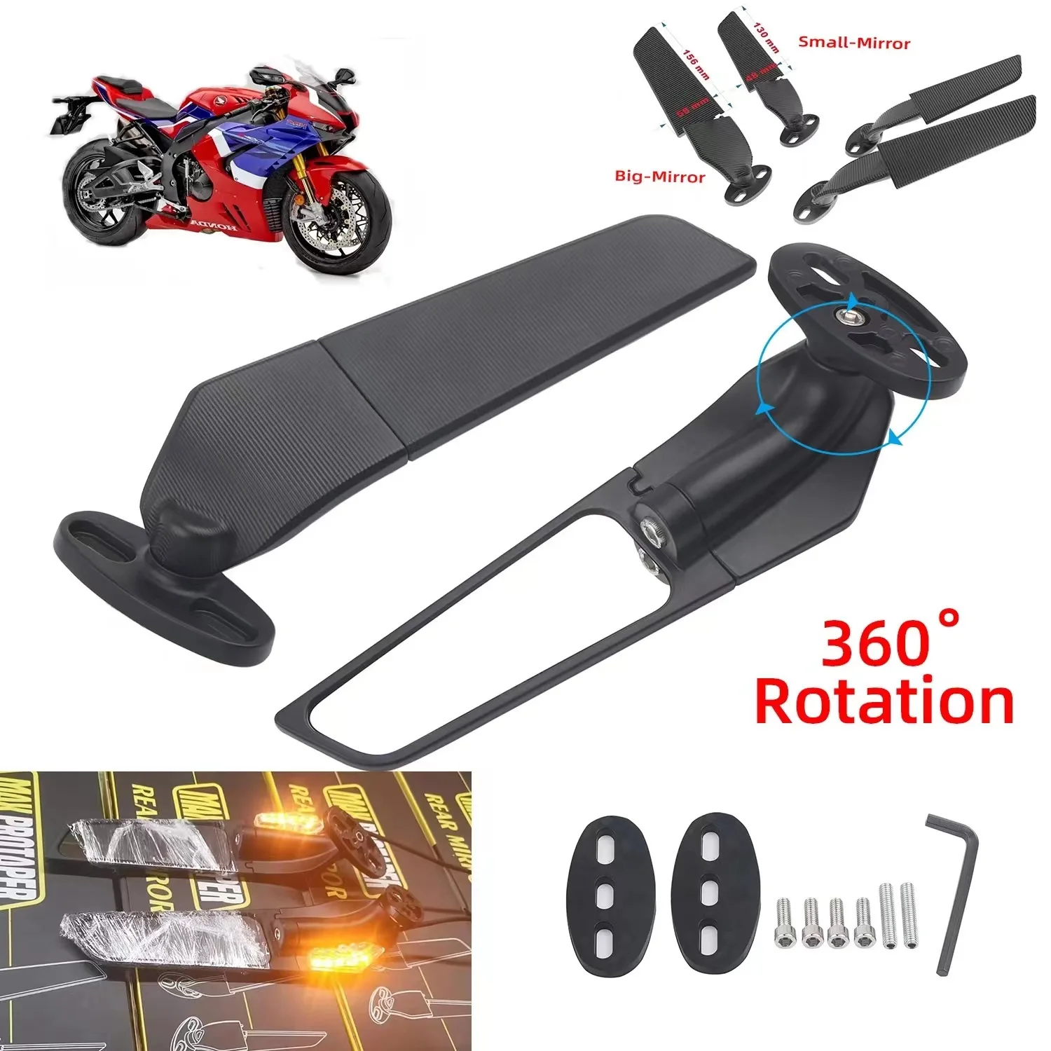 Motorcycle Mirror Modified Wind Wing Adjustable Rotating Rearview Mirror Moto Accessories for YAMAHA YZF R1 R3 R125 R25 R15
Motorcycle Mirror Modified Wind Wing Adjustable Rotating Rearview Mirror Moto Accessories for YAMAHA YZF R1 R3 R125 R25 R15
