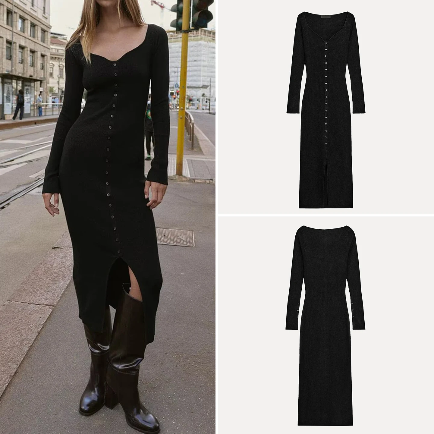 ZADATA Fashionable Rib Knit Midi Dress Women's Casual Long Sleeve V-Neck Knitted Dress Elegant Leisure Style Autumn 2025
ZADATA Fashionable Rib Knit Midi Dress Women's Casual Long Sleeve V-Neck Knitted Dress Elegant Leisure Style Autumn 2025