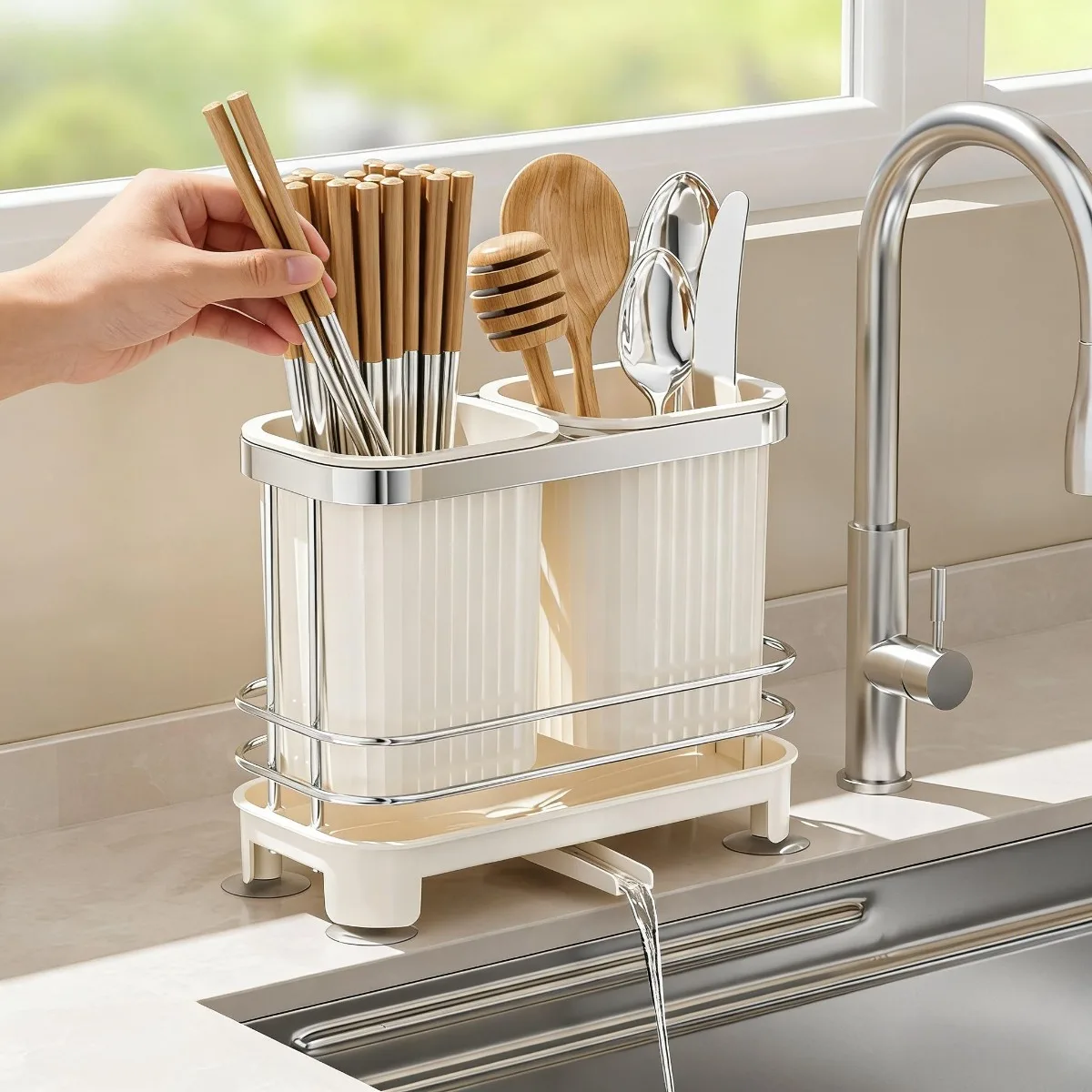 Dish Drying Rack Kitchen Organizer with Drain Tray Utensil Holder Chopsticks Spoon Storage Non Slip Countertop Rack
Dish Drying Rack Kitchen Organizer with Drain Tray Utensil Holder Chopsticks Spoon Storage Non Slip Countertop Rack