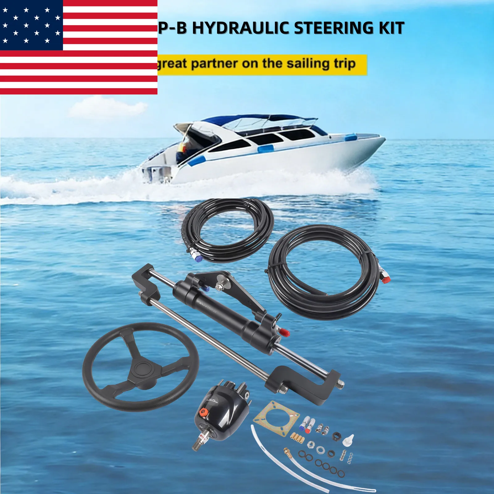 AP03 6.9 Mpa/1000psi Hydraulic Outboard Boat Steering Kit HSX-300HP-B with 26FT Hoses
AP03 6.9 Mpa/1000psi Hydraulic Outboard Boat Steering Kit HSX-300HP-B with 26FT Hoses