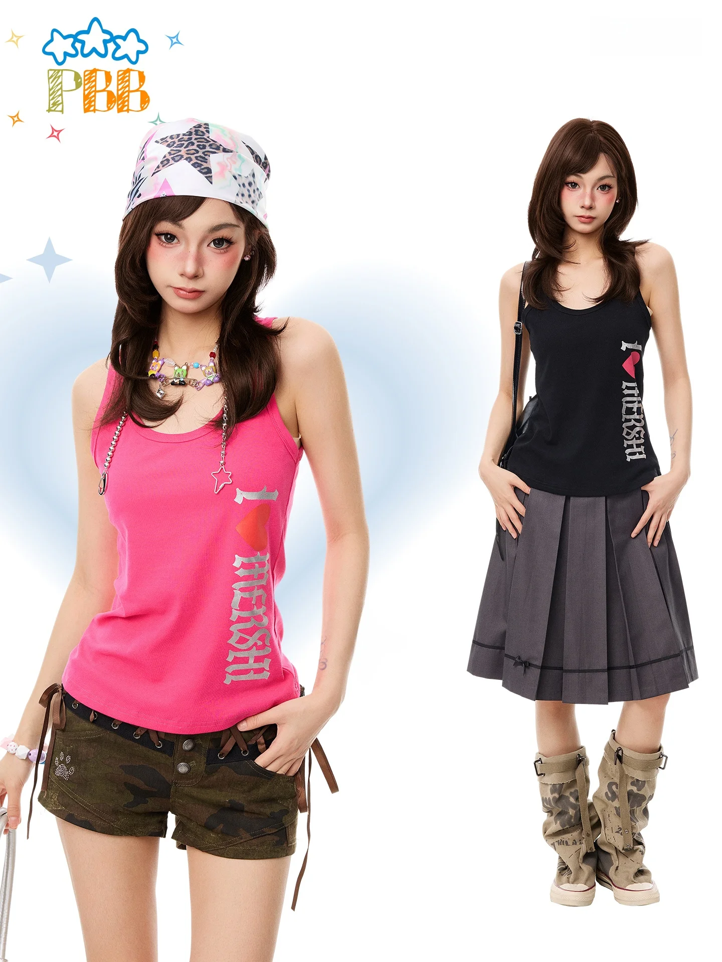 PBB American Style Spicy Girl Heart Letter Print Waist-Cinching Sleeveless Vest Women Anti-aging Thin Y2K Summer Top
PBB American Style Spicy Girl Heart Letter Print Waist-Cinching Sleeveless Vest Women Anti-aging Thin Y2K Summer Top