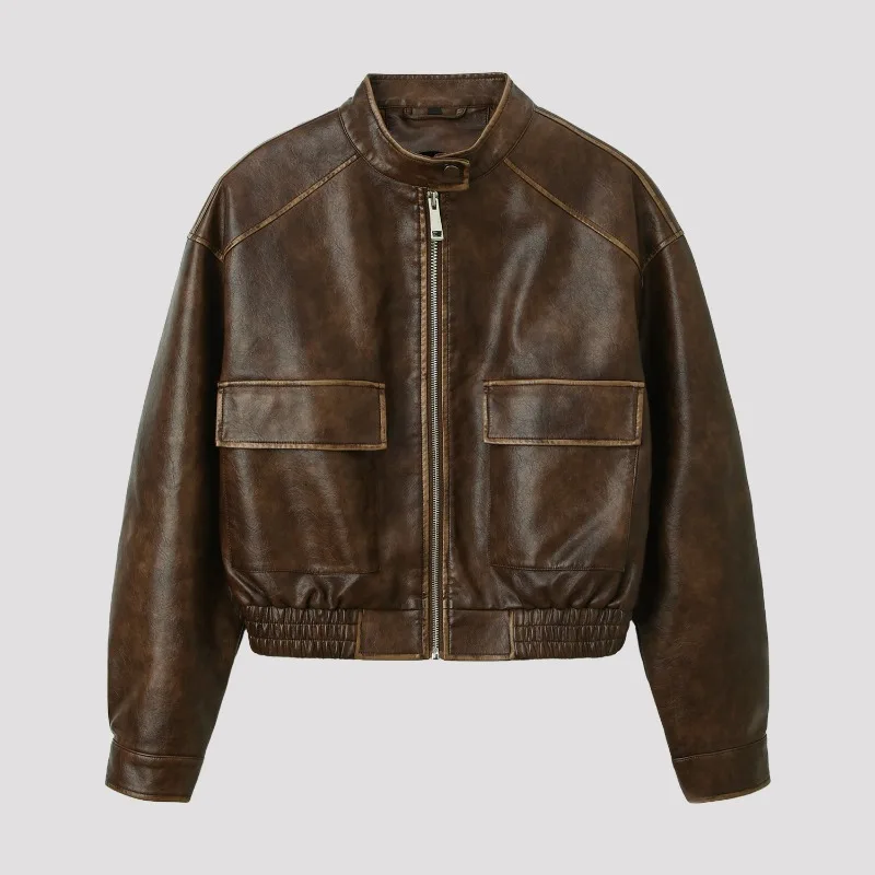 New Fashionable and Elegant Women's Faux Leather Pilot Jacket with Retro Distressed Craftsmanship for European Station Fashion
New Fashionable and Elegant Women's Faux Leather Pilot Jacket with Retro Distressed Craftsmanship for European Station Fashion