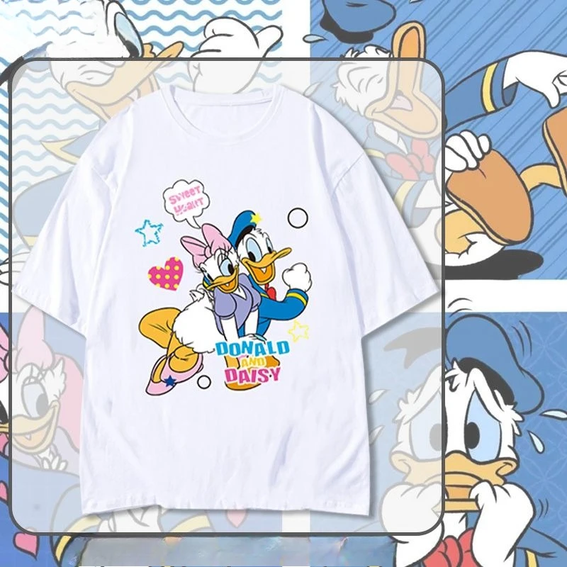 Футболка с короткими рукавами Disney Donald Duck Daisy для мужчин и женщин, летняя свободная одежда с короткими рукавами, футболка для пар
Футболка с короткими рукавами Disney Donald Duck Daisy для мужчин и женщин, летняя свободная одежда с короткими рукавами, футболка для пар